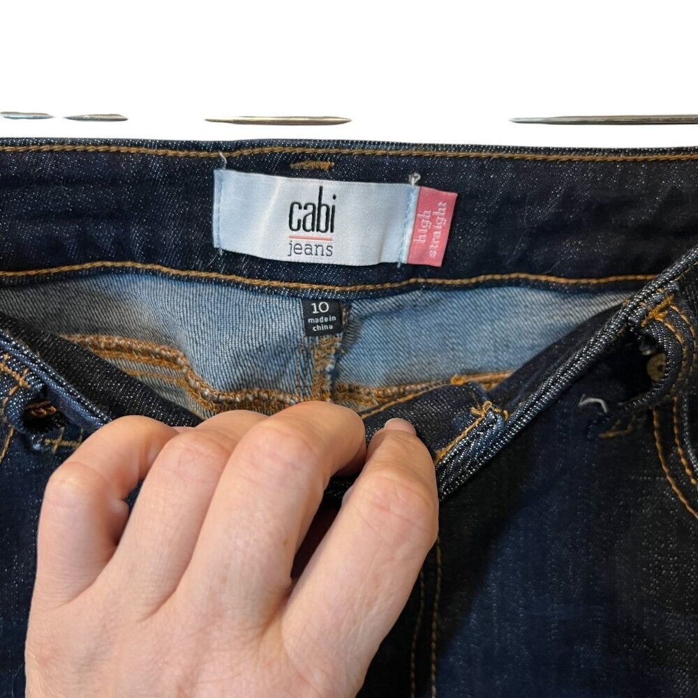Cabi Womens Dark Wash Denim Jeans Size 10 Medium With Cuffed Hem - Picture 5 of 8